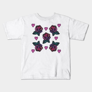 Rose's and Heart pattern design Kids T-Shirt